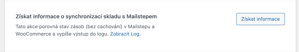 The Get information about stock synchronization with Mailstep tool in WooCommerce → Status → Tools